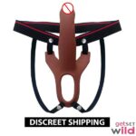 Silicone Skin And Brown Color Hollow Strap On Dildo With Harness - Image 3