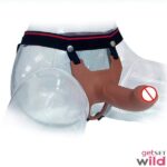 Silicone Skin And Brown Color Hollow Strap On Dildo With Harness - Image 4