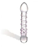 Star Double Headed With Dots And Spiral Ribbed Glass Dildo - Image 2