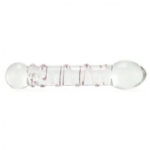 Star Double Headed With Dots And Spiral Ribbed Glass Dildo
