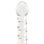Star Double Headed With Dots And Spiral Ribbed Glass Dildo - Image 4